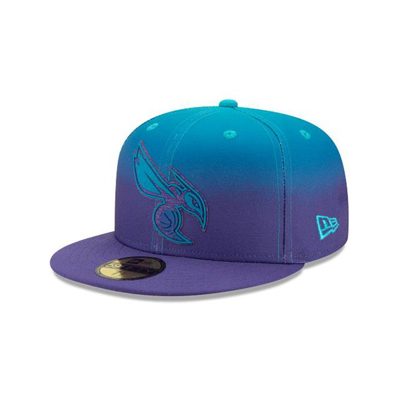 NBA Charlotte Hornets Back Half 59Fifty Fitted (AKL9998) - Blue New Era Caps